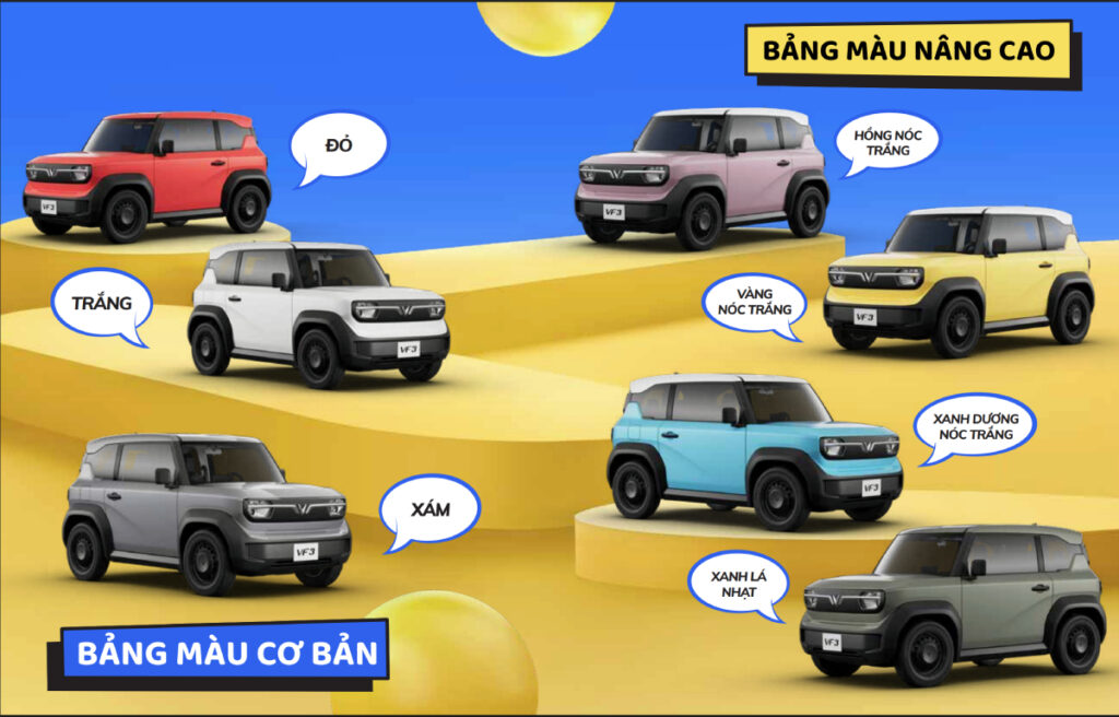 Bảng màu Vinfast VF 3